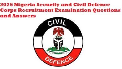 2025 Nigeria Security and Civil Defence Corps Recruitment Examination Questions and Answers